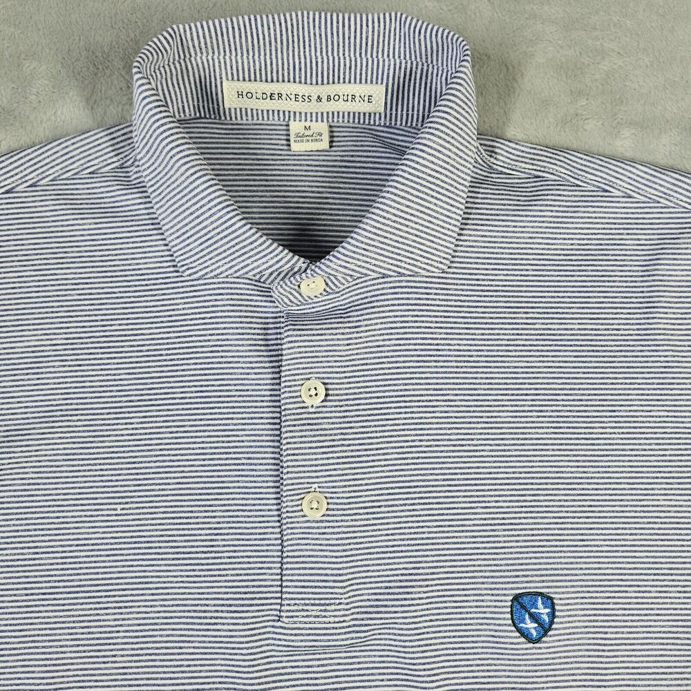 Holderness & Bourne Men's Blue & White Stripe Polo